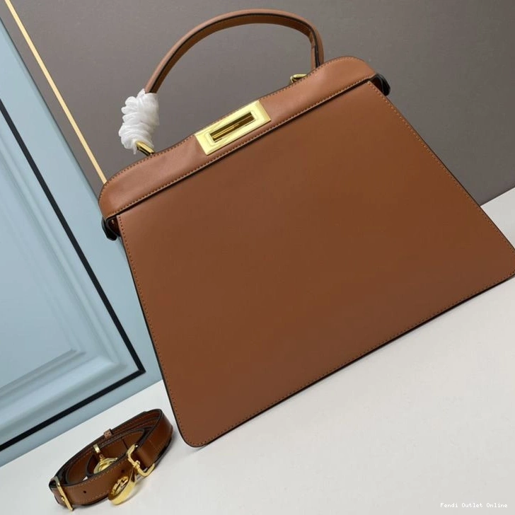 Affordable Medium In Fendi Peekaboo ISeeU Bag Laether Brown Nappa 0718